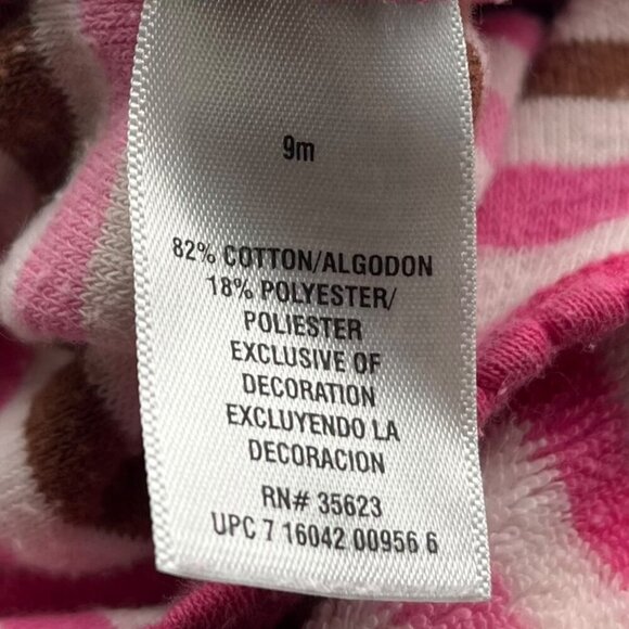 Carter's Baby Girl One Piece Pajamas 9M Striped Floral Snap Closure Long Sleeves - Picture 4 of 12